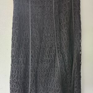 T&J Designs Black Floral Lace A-Line Skirt